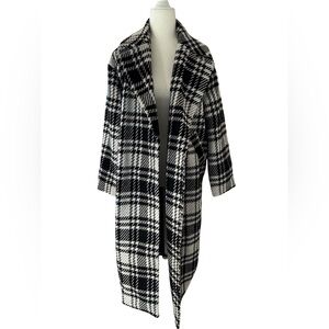 Check Wool Coat Black & White